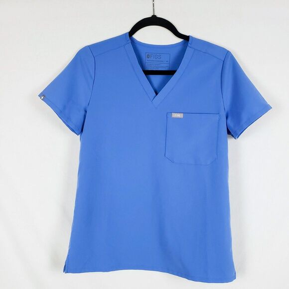 Figs Catarina One-Pocket Scrub Top Womens XS Blue V-Neck - Picture 1 of 5